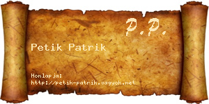 Petik Patrik névjegykártya